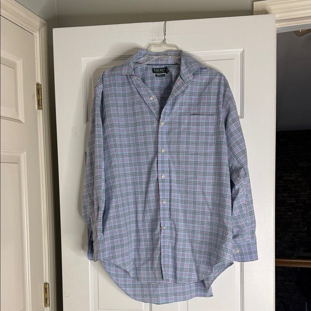 Ralph Lauren Men's Blue and Green Plaid Shirt. 16 1/2 32/33 dress shirt